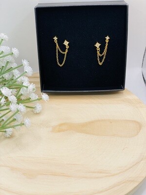 Zirkonia Double Chain earring