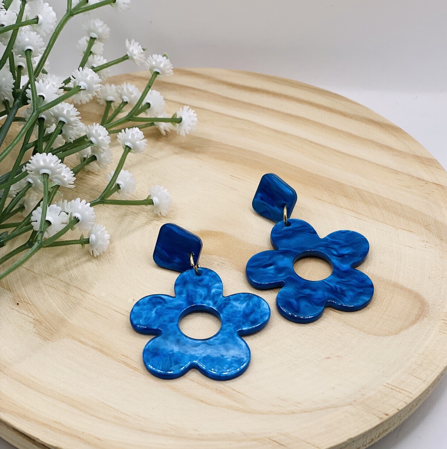 Earring Flower, Colour: Blue