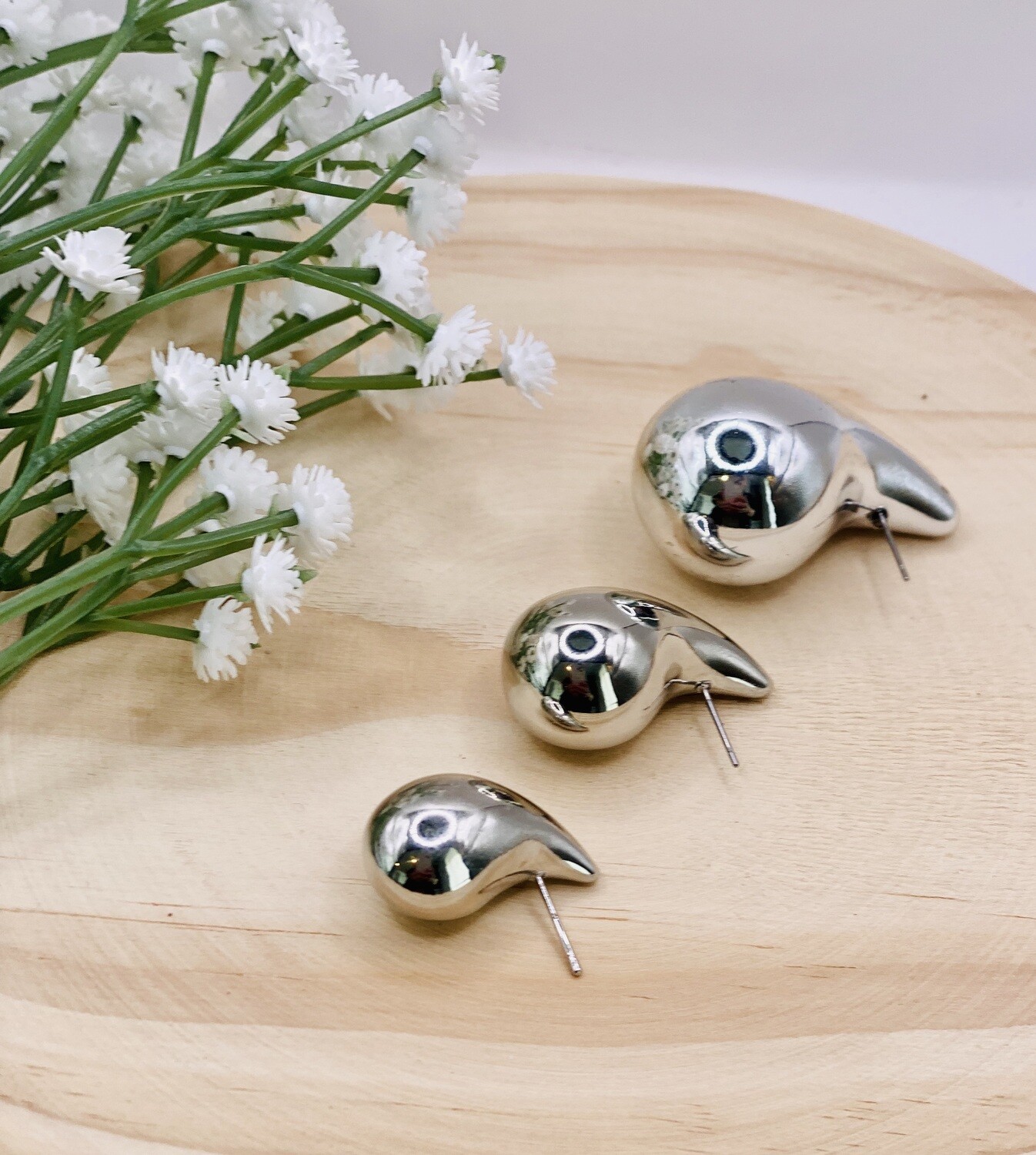 Eardrops, Colour: Silver, Size: Small