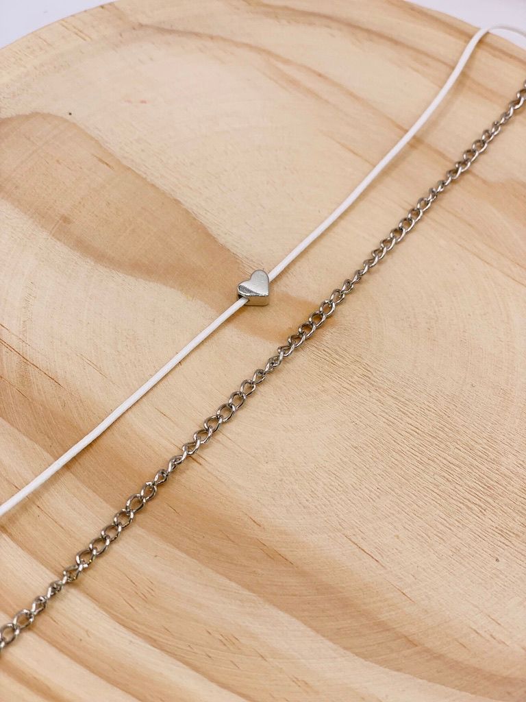 Double Anklet Silver Heart