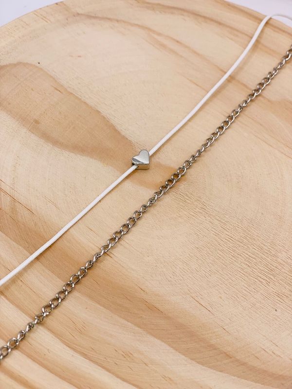 Double Anklet Silver Heart