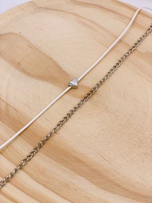 Double Anklet Silver Heart