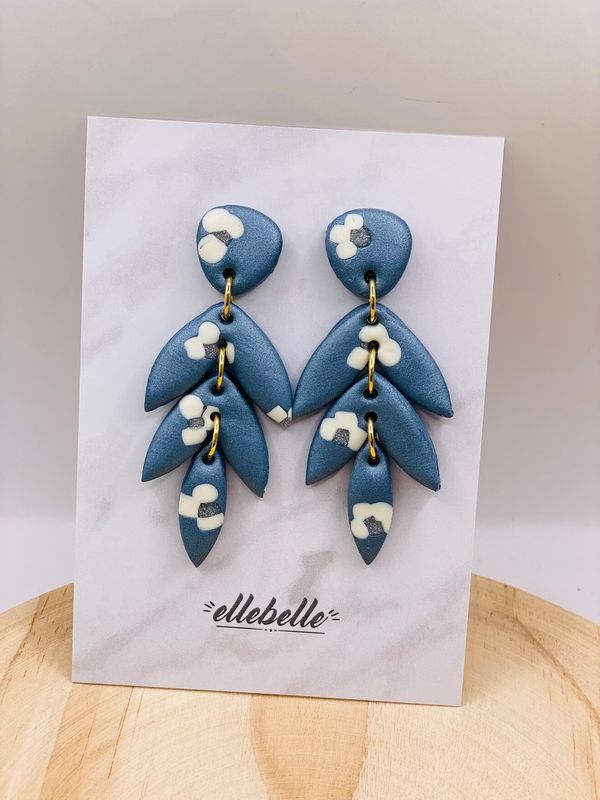 Metallic Jeans Earring Leaf