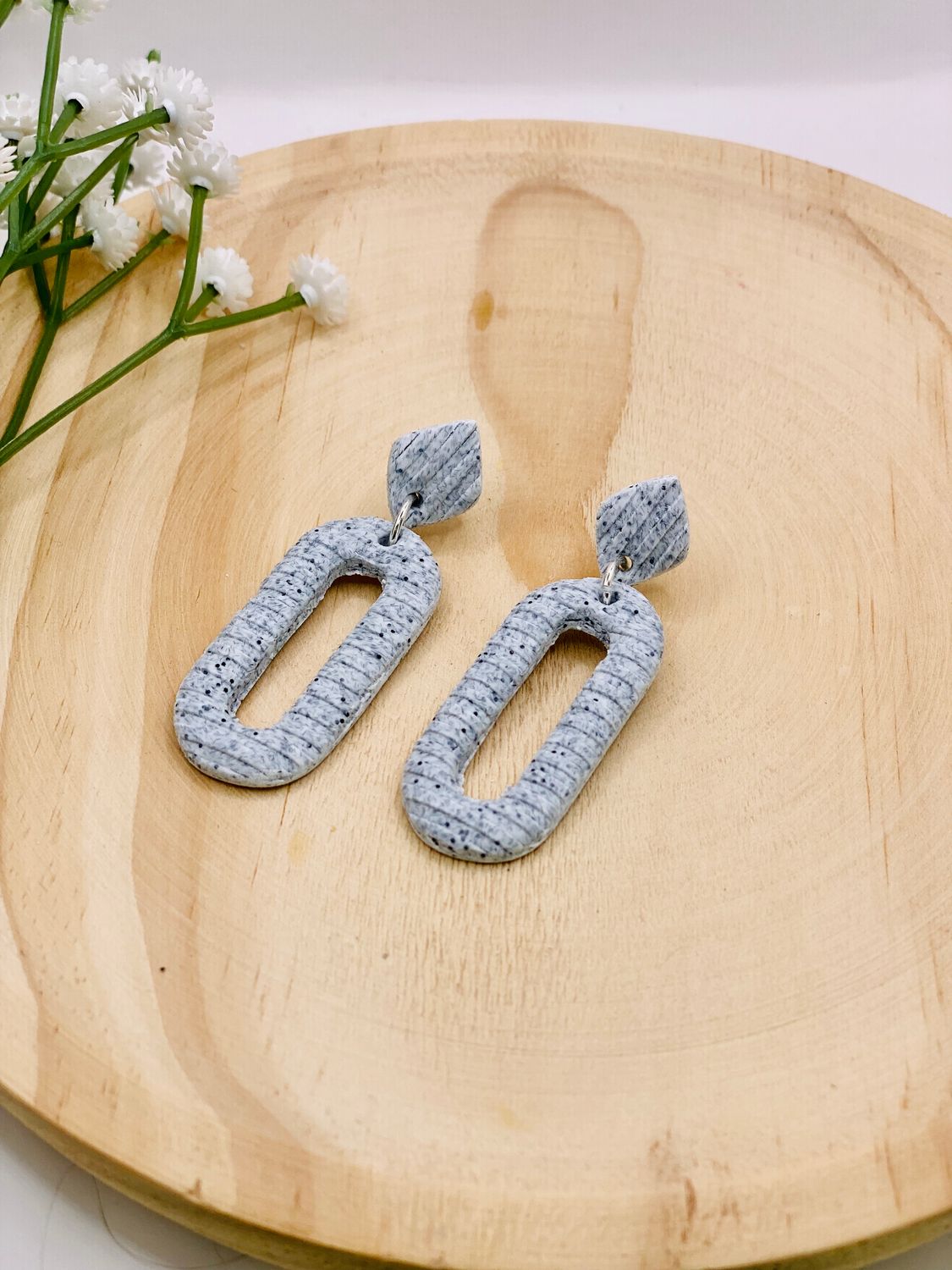 Earring Nature Ellips, Colour: Grey
