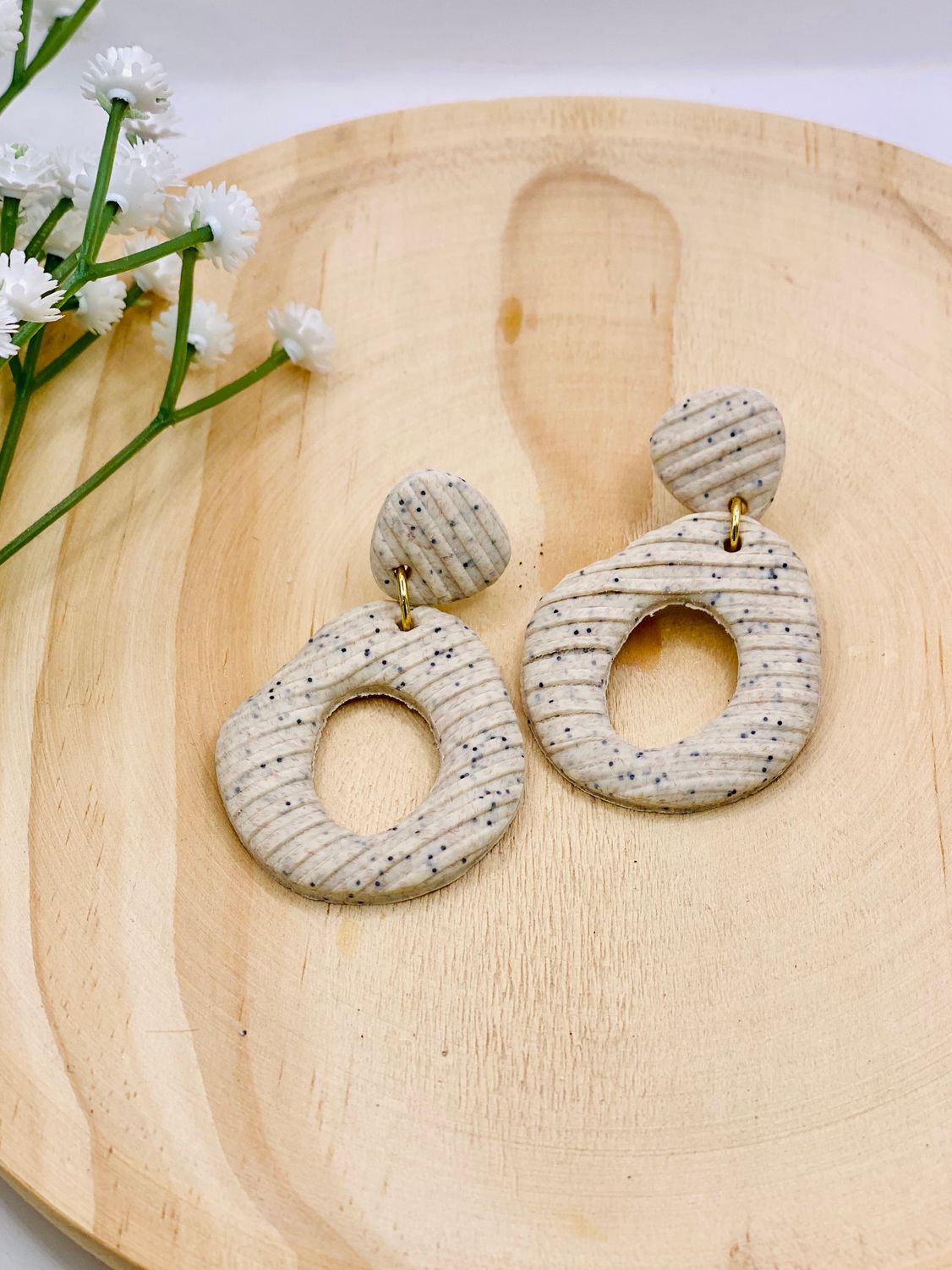 Statement Earring Earth, Colour: Beige