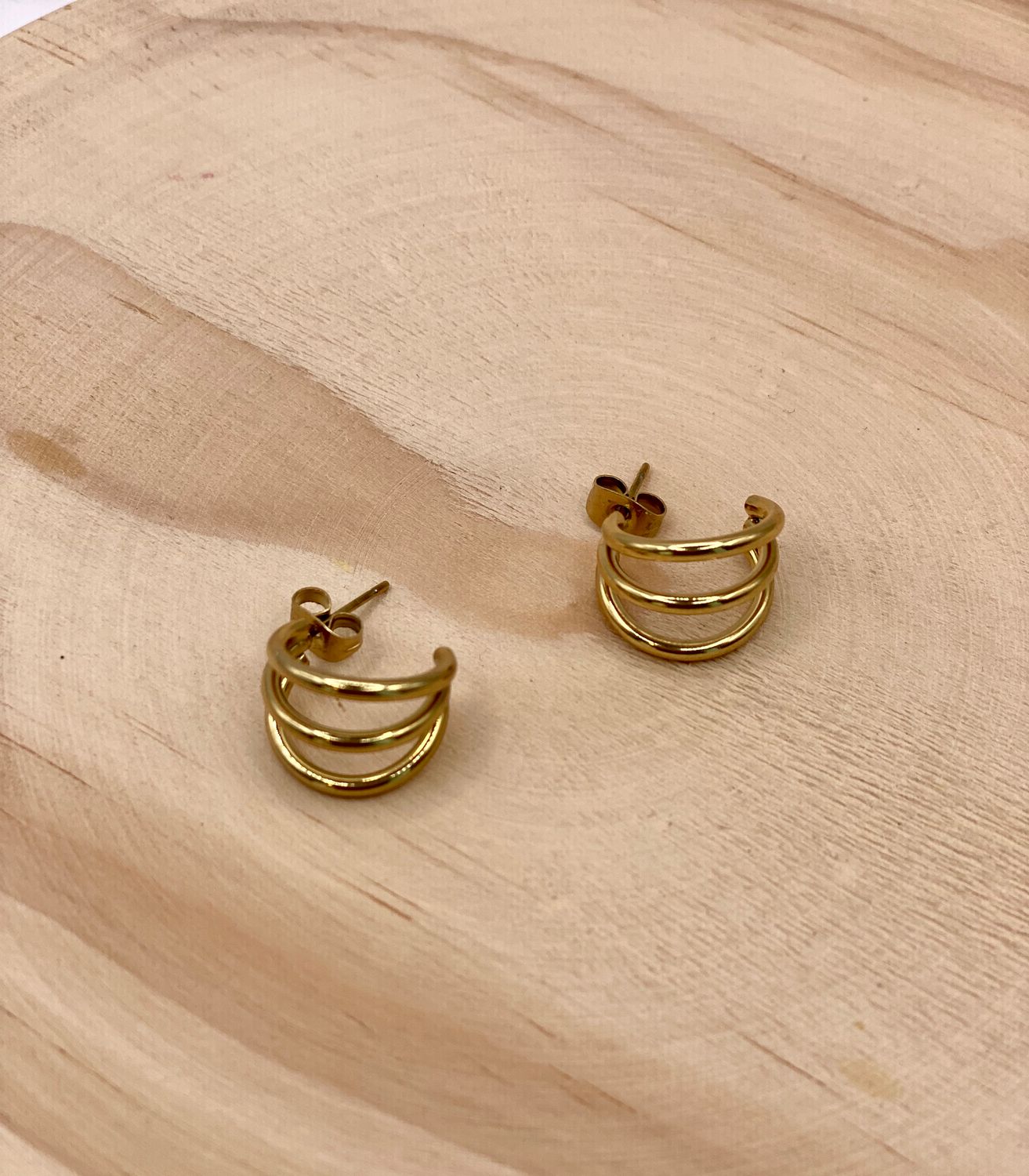Earring Triple Hoop, Colour: Gold