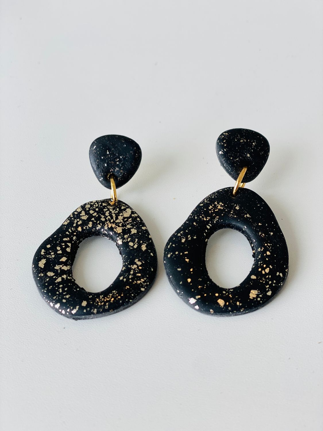 Statement Earring Elliptical Black/Gold