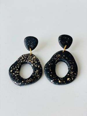 Statement Earring Elliptical Black/Gold
