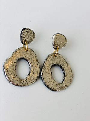 Statement Earring Elliptical Shiny Gold