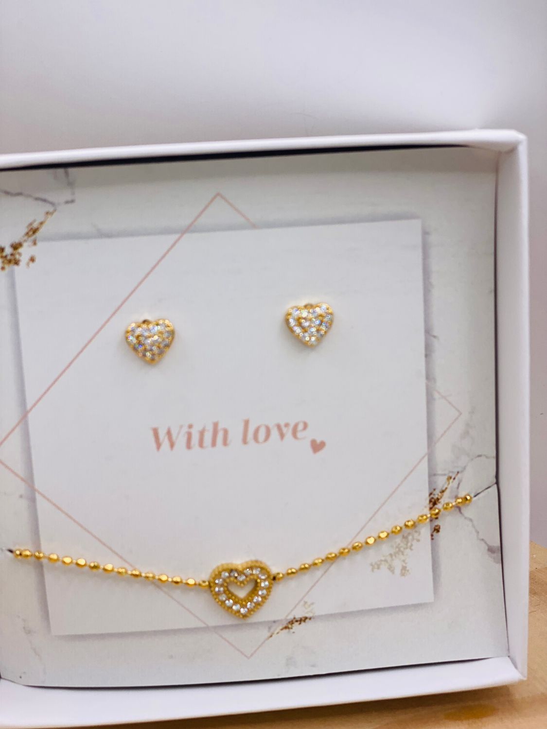 Gift Box &#39;With love&#39; Studs &amp; Bracelet
