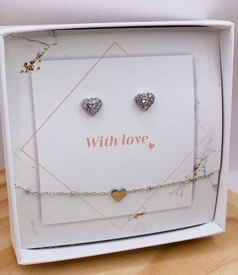 Gift Box &#39;With love&#39; Studs &amp; Bracelet