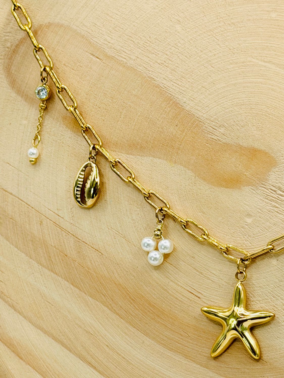Ocean Whisper Necklace, Color: Gold