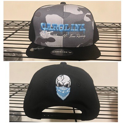 Gray Camo/Black/ Carolina Blue letters Trucker hat