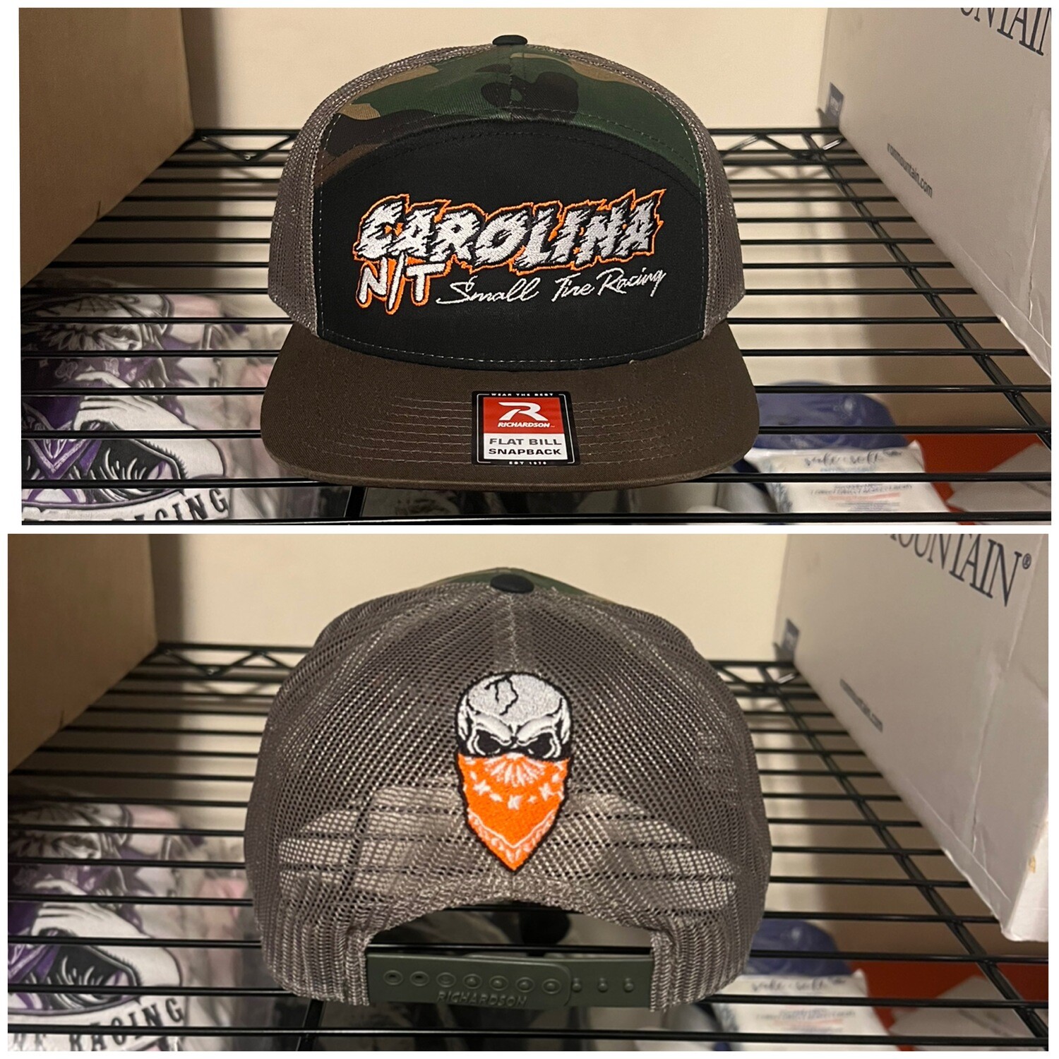Camo/Orange/white New style letters trucker hat