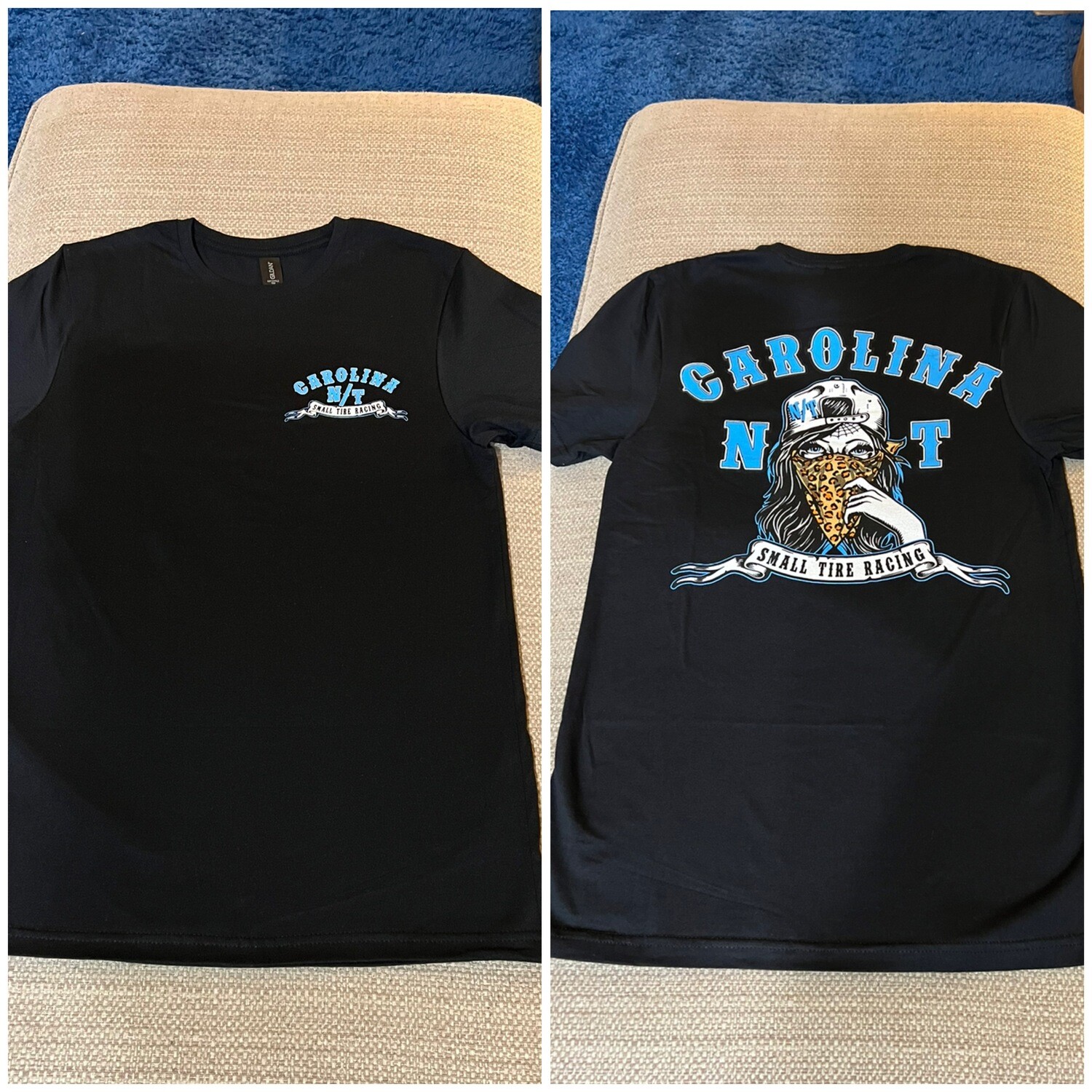 Black/Carolina Blue cheetah print T -Shirt