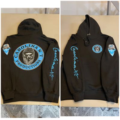 Black/Carolina Blue circle Beanie Bandit hoodie