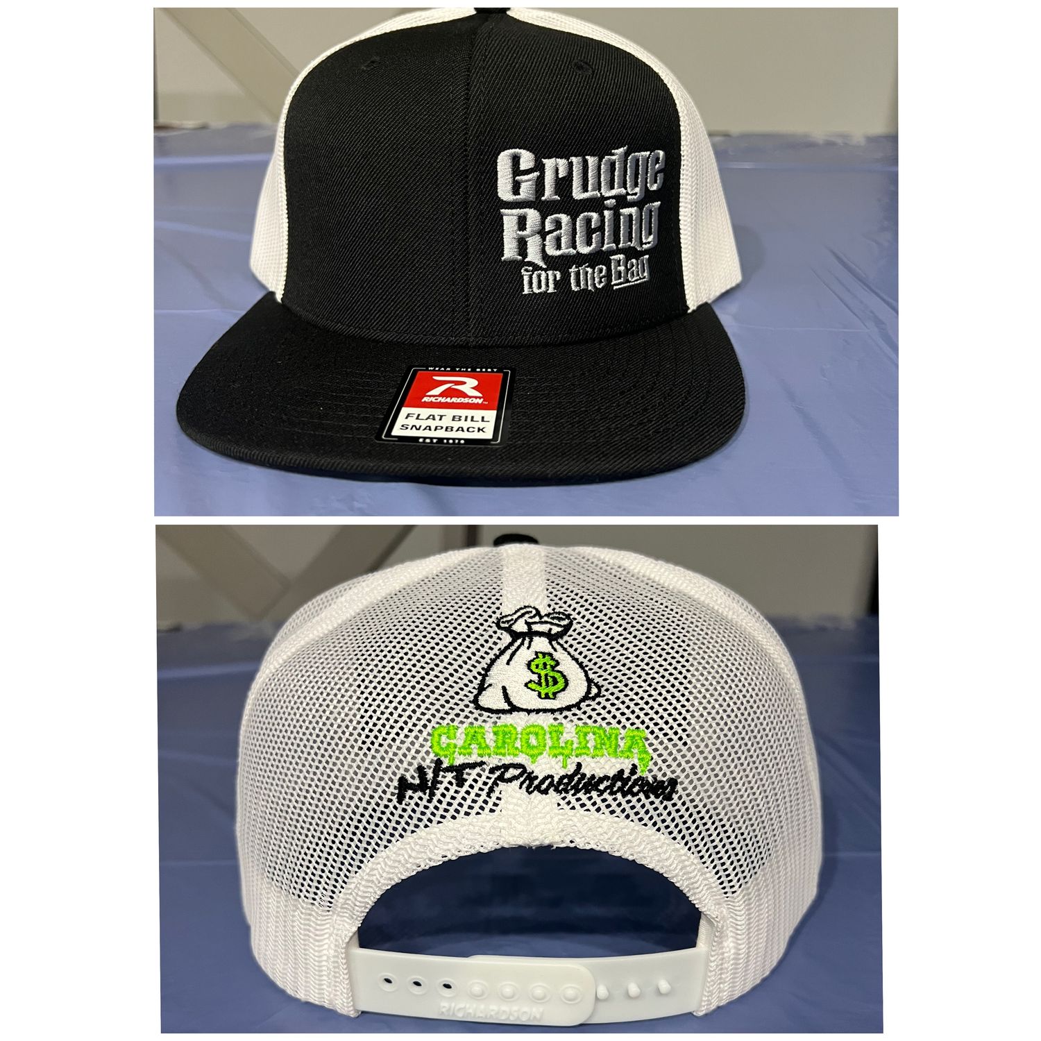 Grudge racing for the bag Black/white Trucker Hat