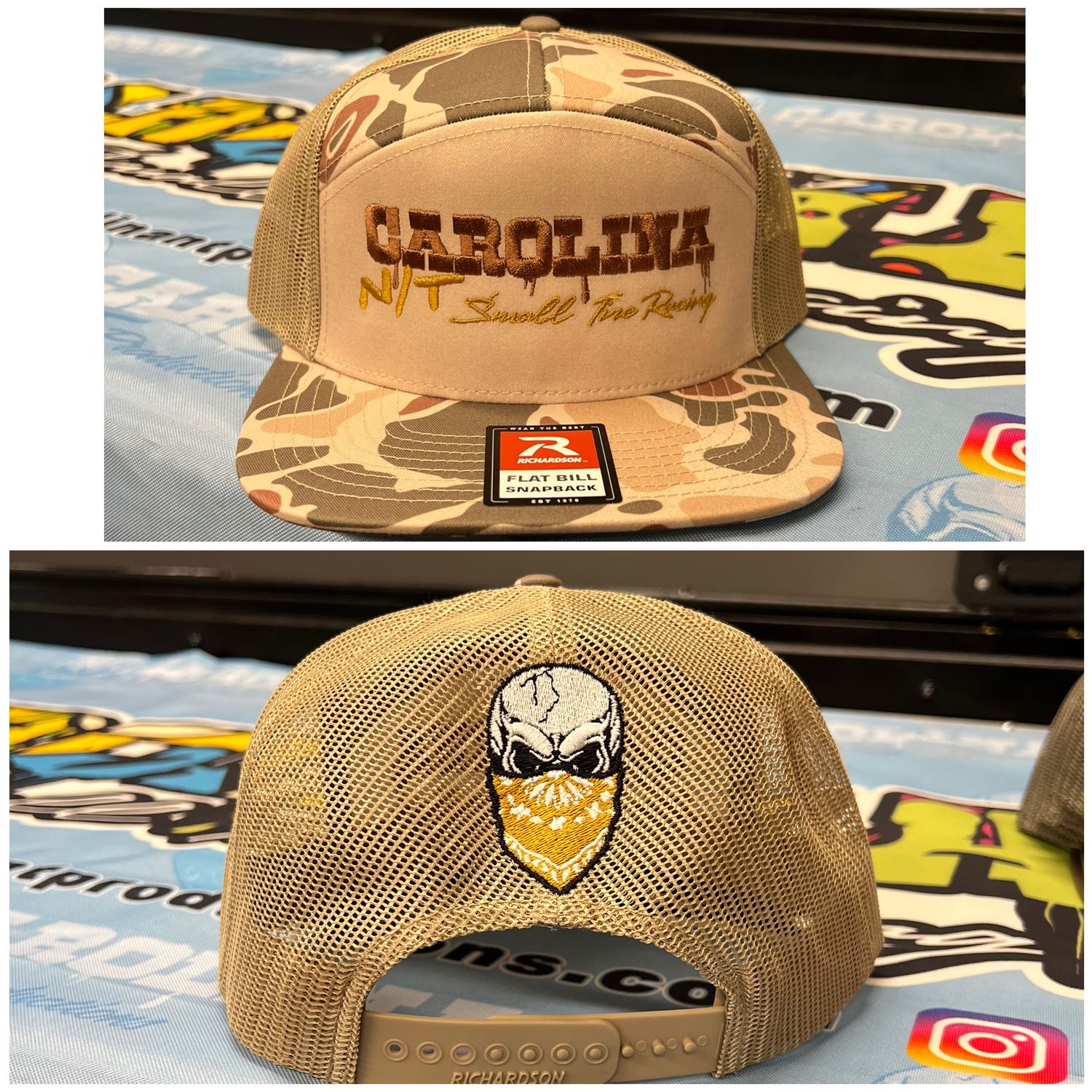 Camo/sand color 7 panel hat