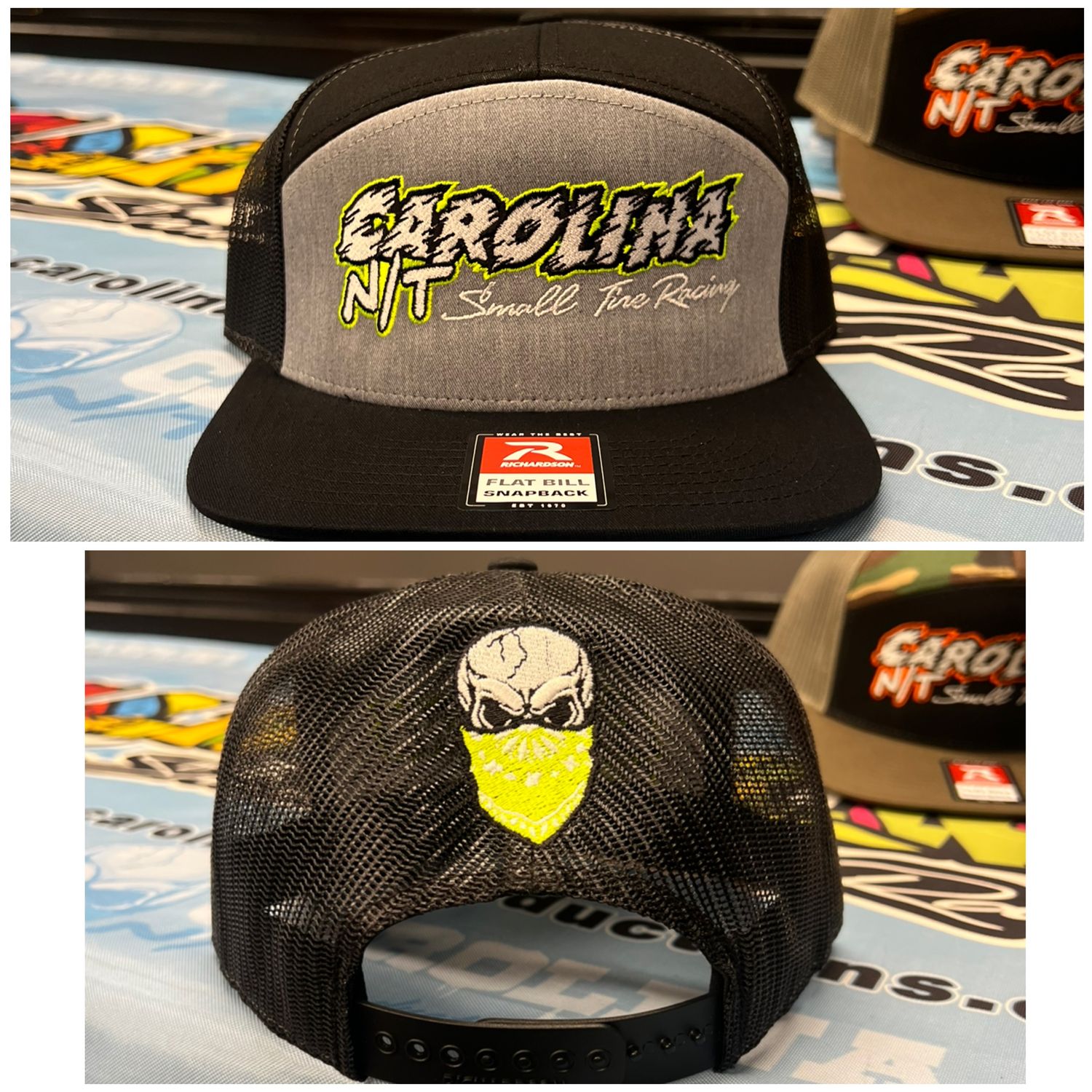 Gray/Black/ neon green 7panel hat