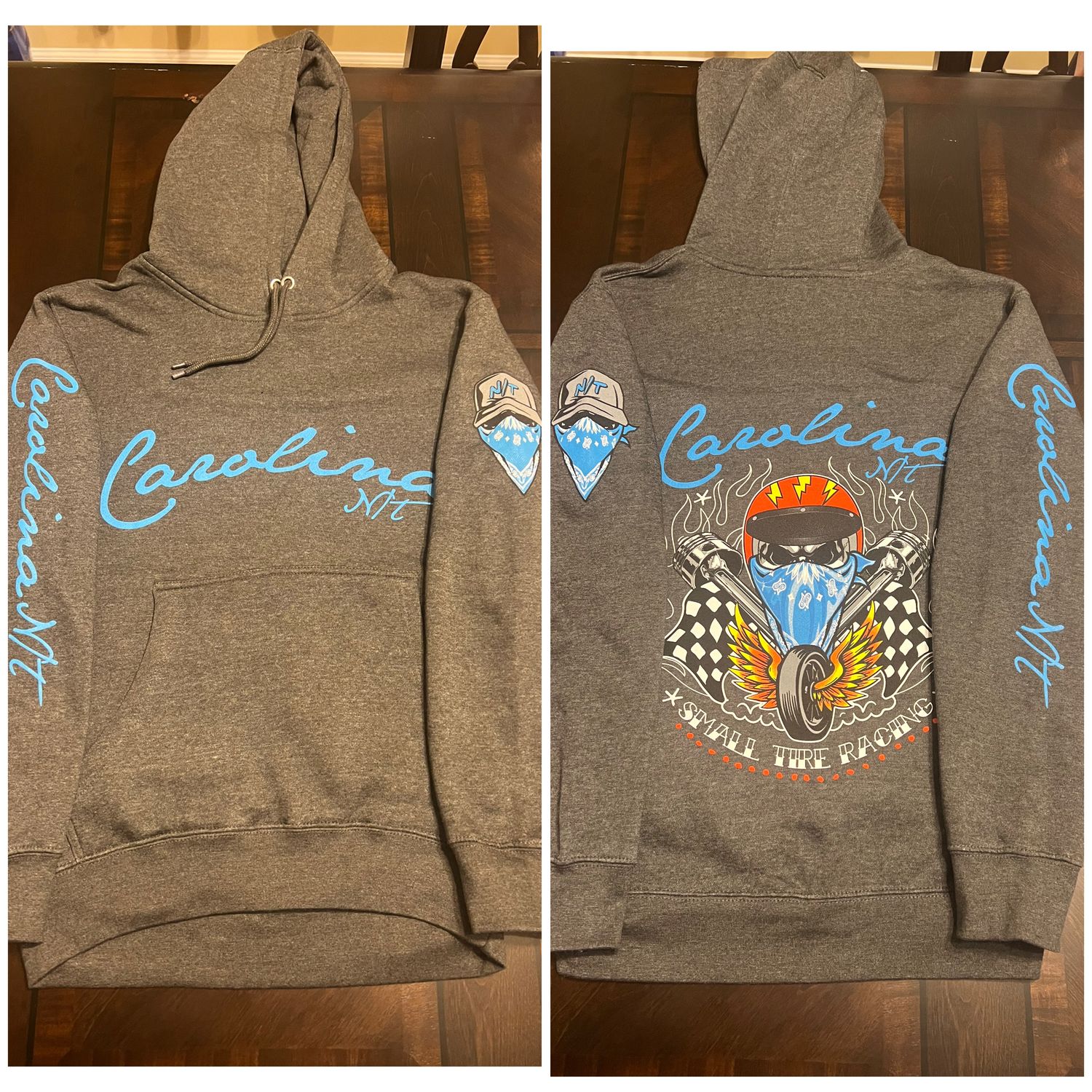 Old school style Carolina NT grey hoodies