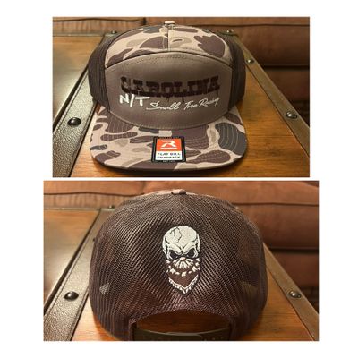 7 panel Dark Brown Camo hat with OG letters