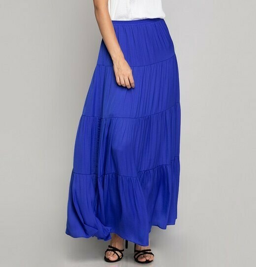 Silky Maxi Skirt -Blue