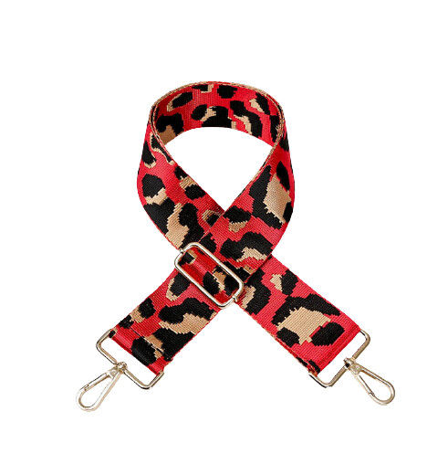 Leopard Bag Strap-Red
