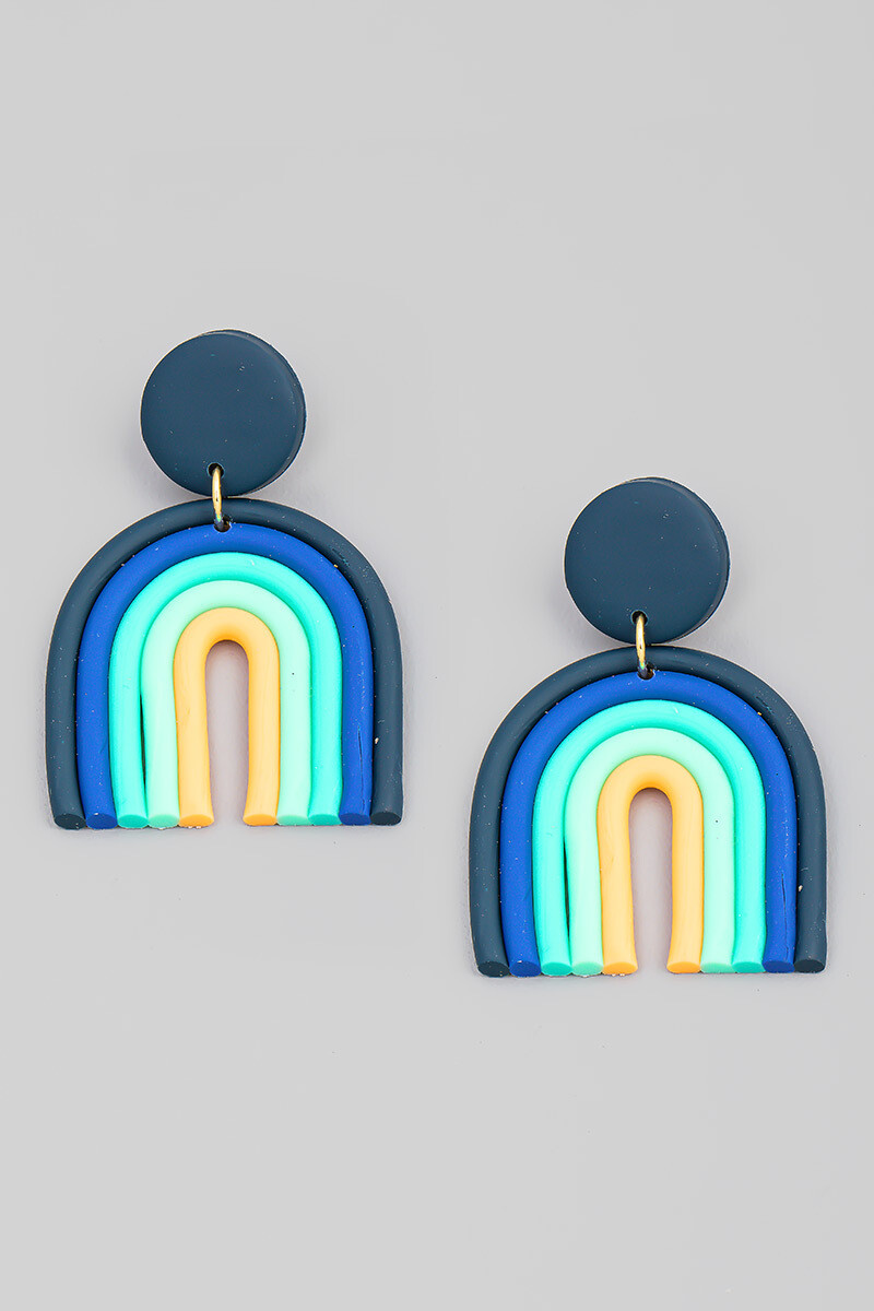 Rainbow Earrings-Navy