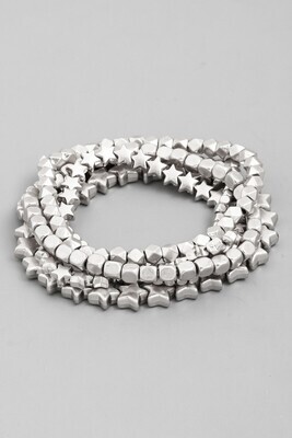 Beaded Star Bracelet-Silver