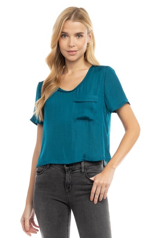 Silky Crop-Teal