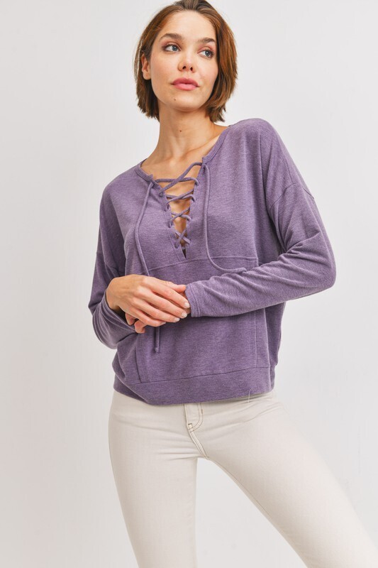 Laced Up Pullover-Pur
