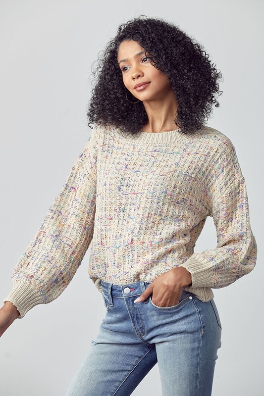 Speckled Chunky Sweater-Ivory