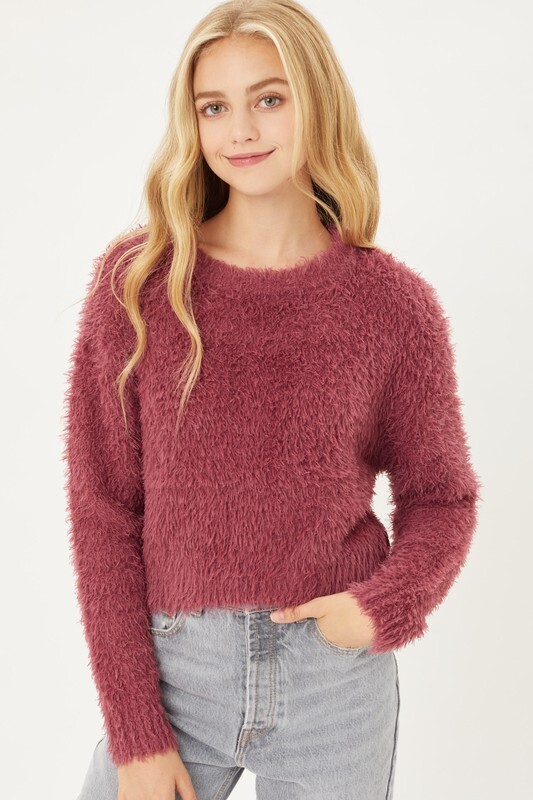 Fuzzy Lil Sweater-Mauve