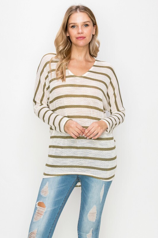 Sally Soft Stripe Sweater-Olive