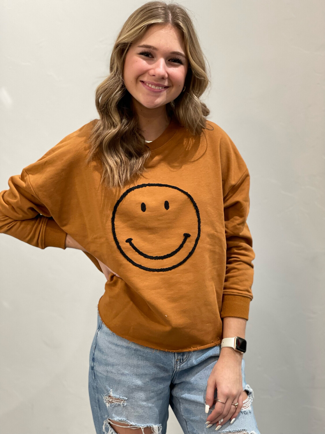 All Smiles Pullover-Camel