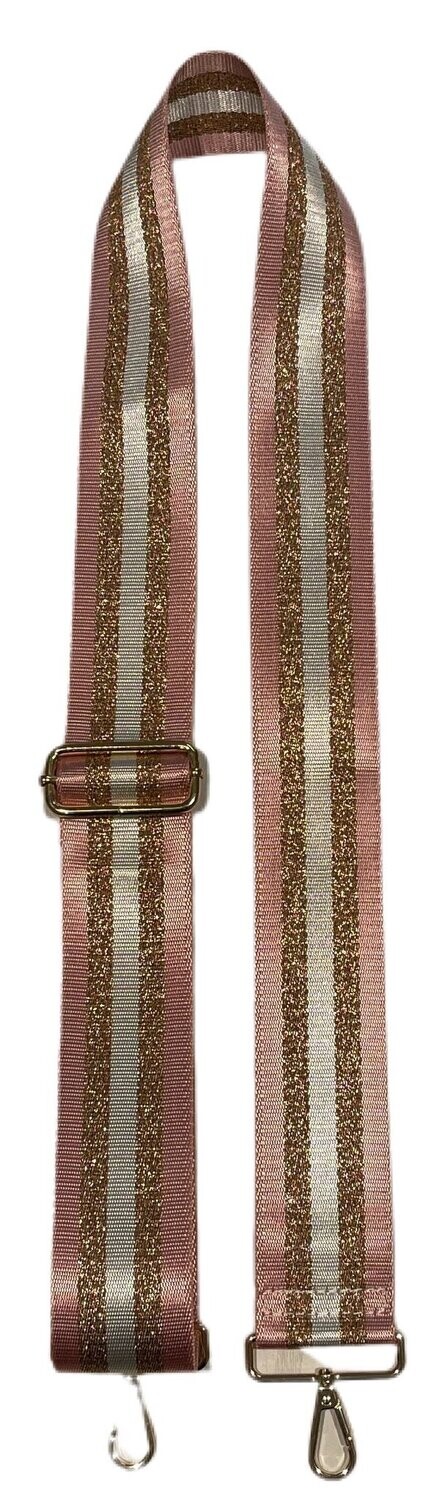 Gold Stripe Bag Strap-Lt Pink