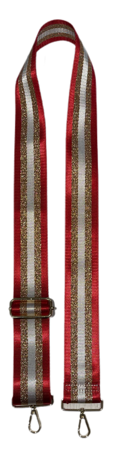 Gold Stripe Bag Strap-Red