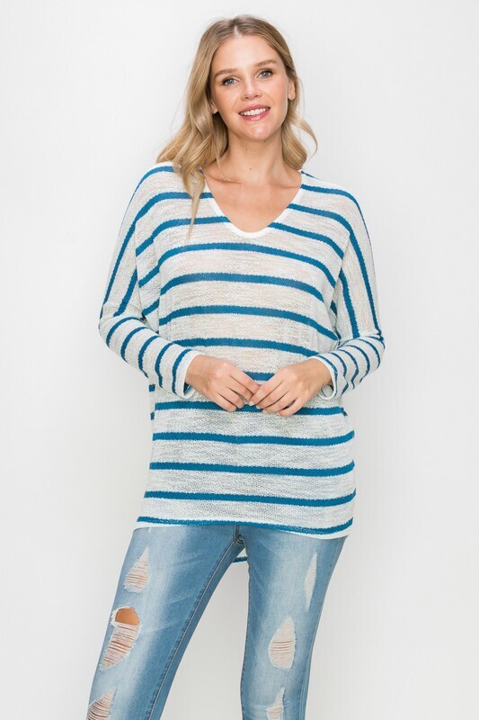 Sally Soft Stripe Sweater-Blue