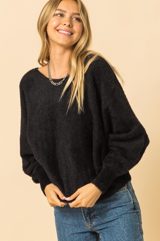 Kate Fuzzy Sweater-Blk