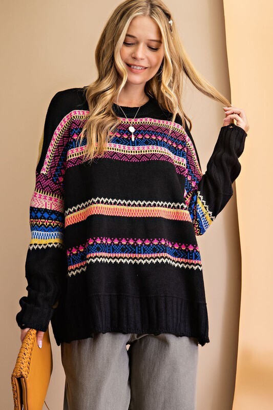 Boho Babe Sweater-Blk