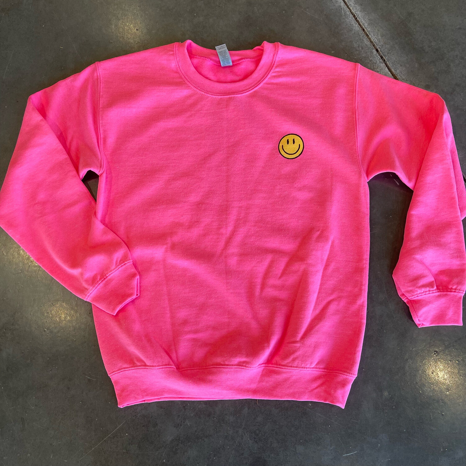Pocket Smiley Pullover-Pink