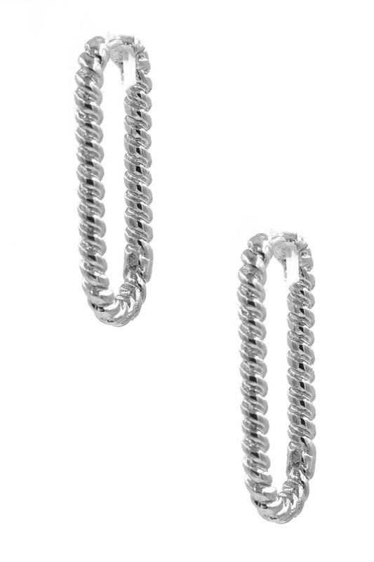Twisted Oval Earring-Silver