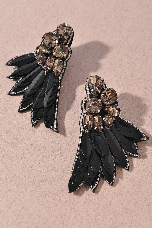 Angel Earrings-Blk