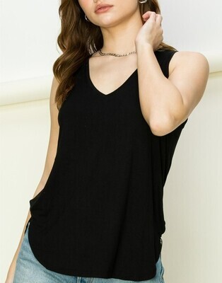 Yes Please V Neck-Blk