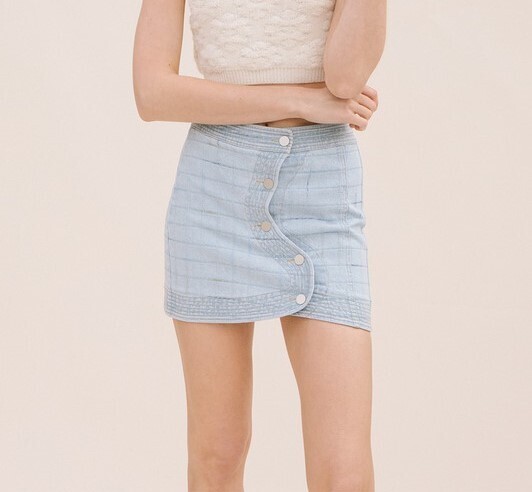 Quilted Denim Skirt