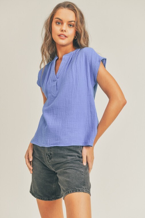 Ginny Gauze Top-Blue