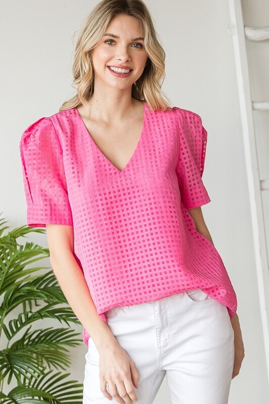 Beatrice Checked Top-Pink