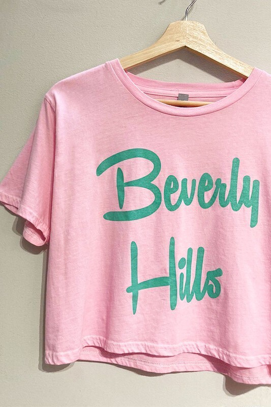 Bev Hills Crop Tee-Pink
