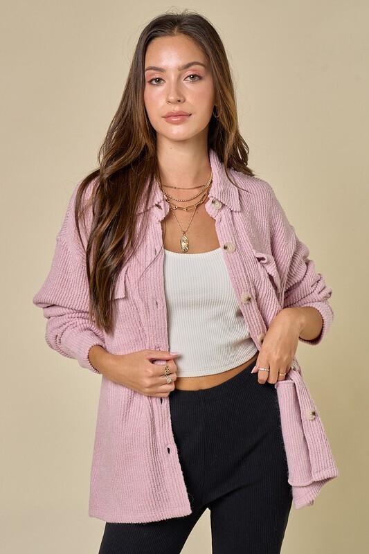 Softy Corded Shacket-Pink