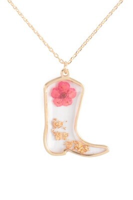 Dried Flower Boot Necklace